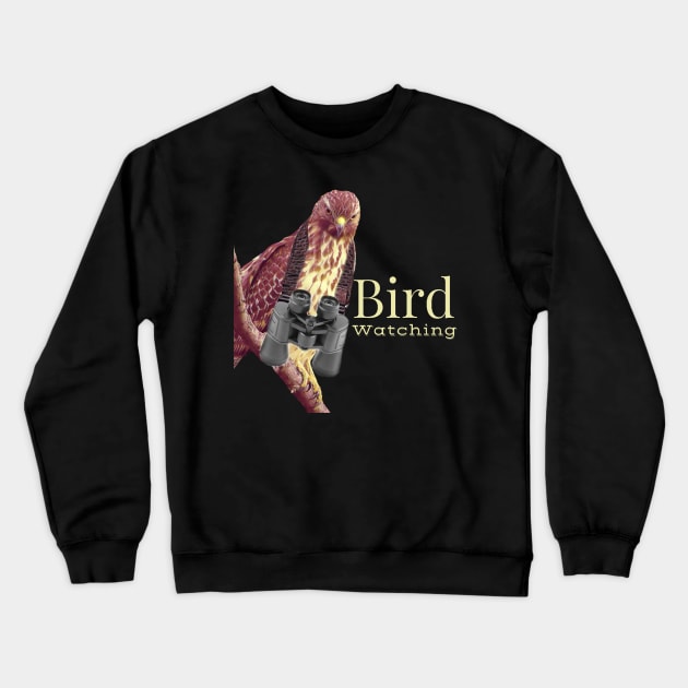 Hawk Birdwatching With Binoculars Crewneck Sweatshirt by KathyG'sArt